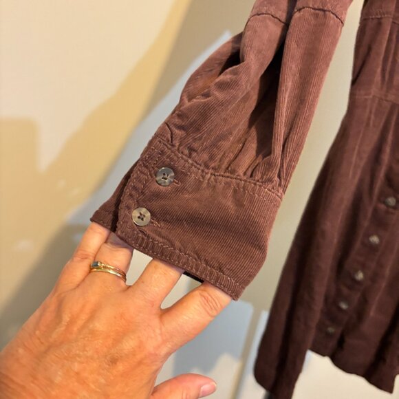 Madewell Esti Brown Corduroy Button Front Long Sleeve Dress - Picture 8 of 11